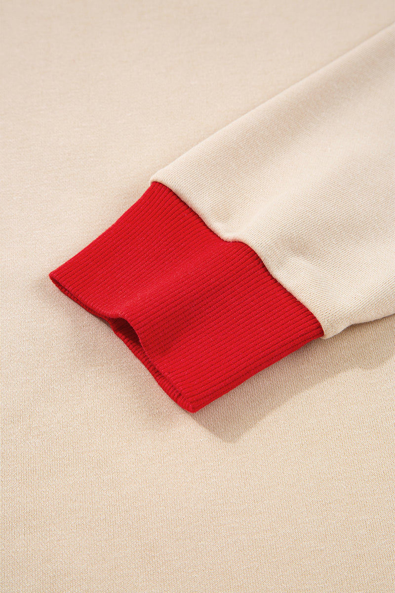 GAME DAY Letter Graphic Varsity Striped Detail Baggy Sweatshirt