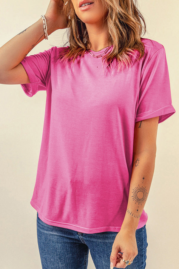 Bright Casual Plain Crew Neck Tee
