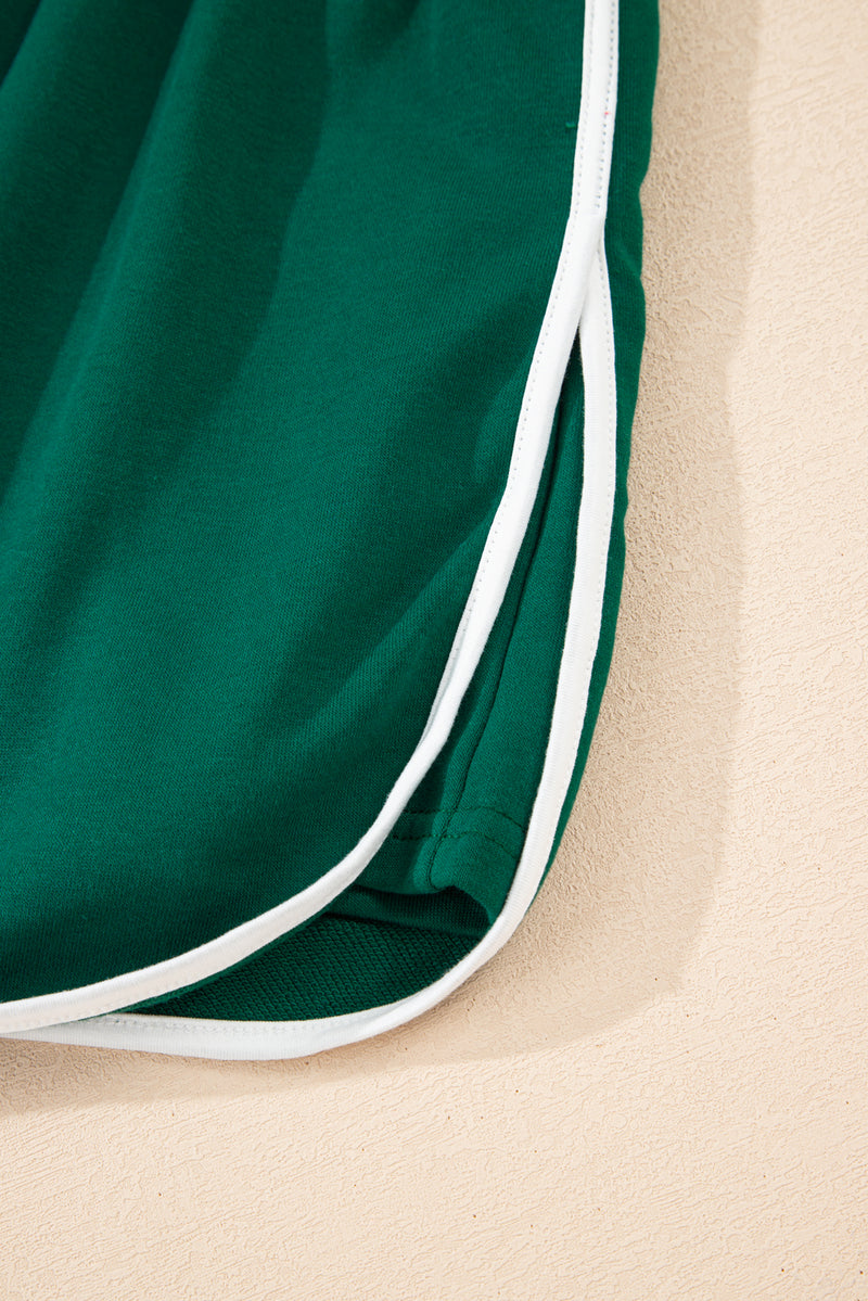 Varsity Stripe Detail Drop Shoulder Pullover Mini Skirt Set