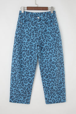 Leopard Print Straight Loose Jeans