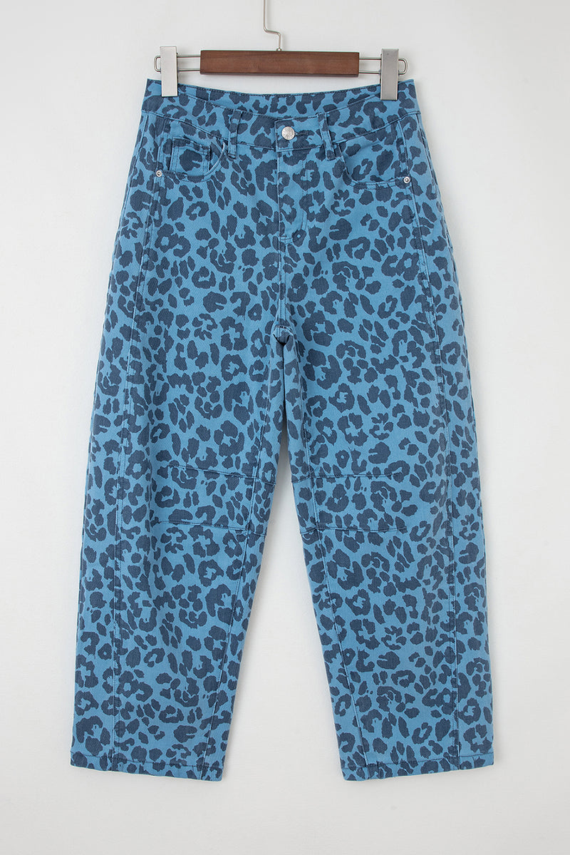 Leopard Print Straight Loose Jeans