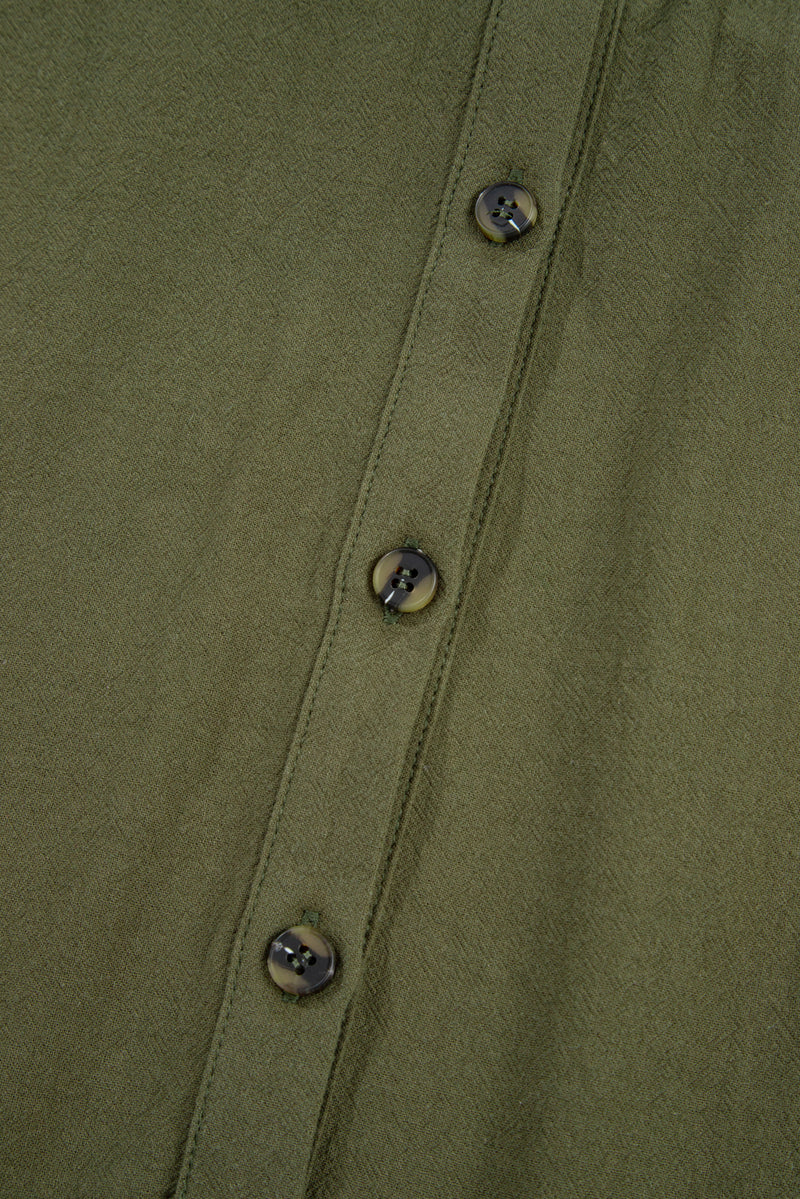 Four Leaf Clover Plus Size Collar Half Button Long Sleeve Ruffle Hem Mini Dress