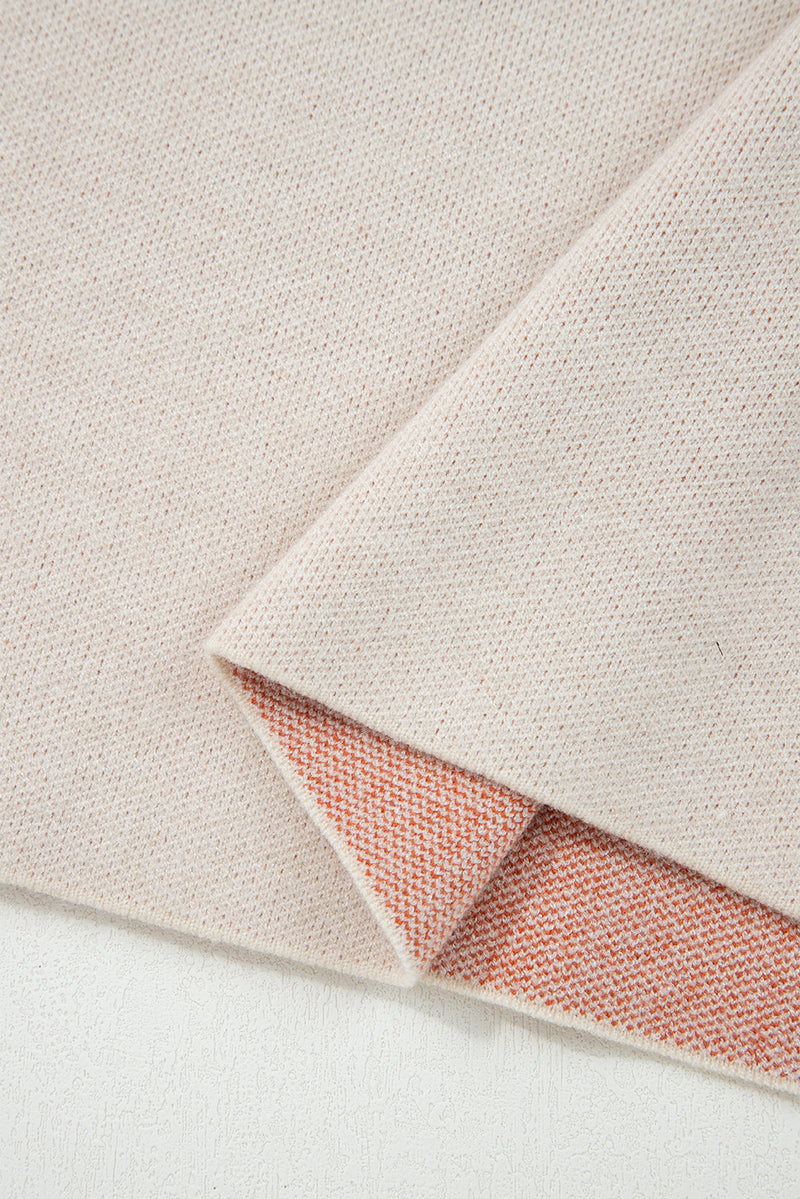 Cinnamon Brown Bold Flower Pattern Wide Sleeve Baggy Sweater