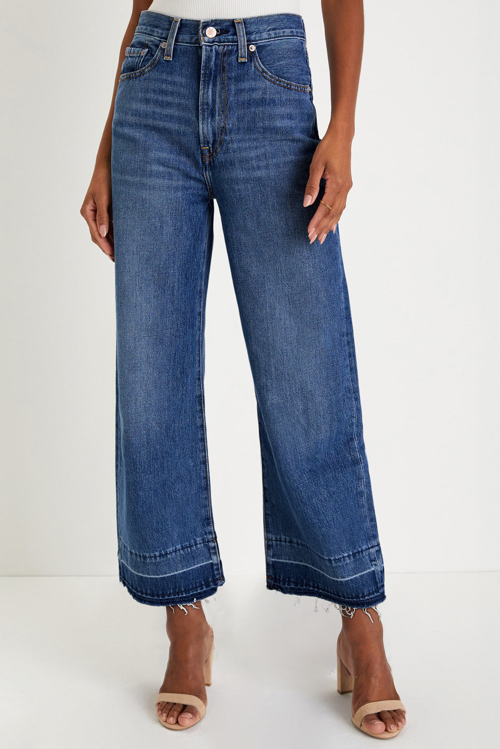 Raw Hem Straight Leg Loose High Waist Jeans