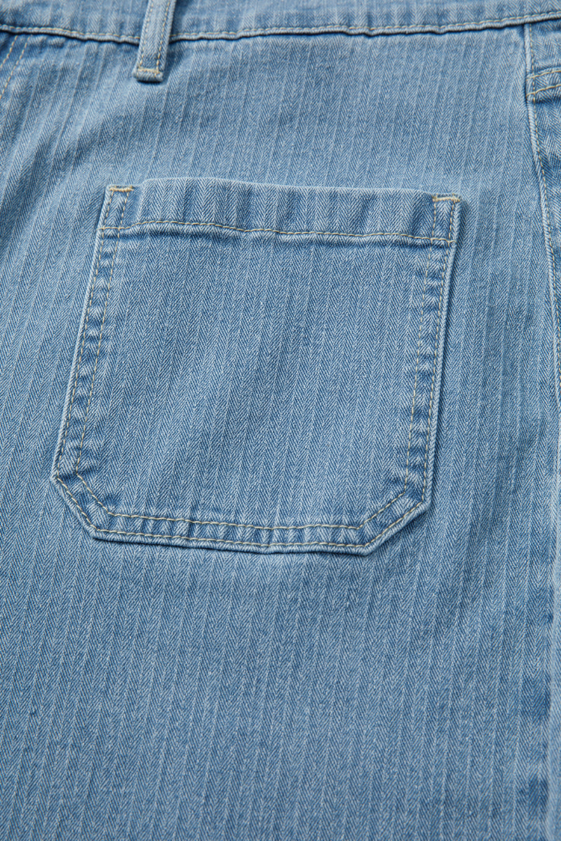 Patched Pocket Textured Wide Leg Plus Size Jeans