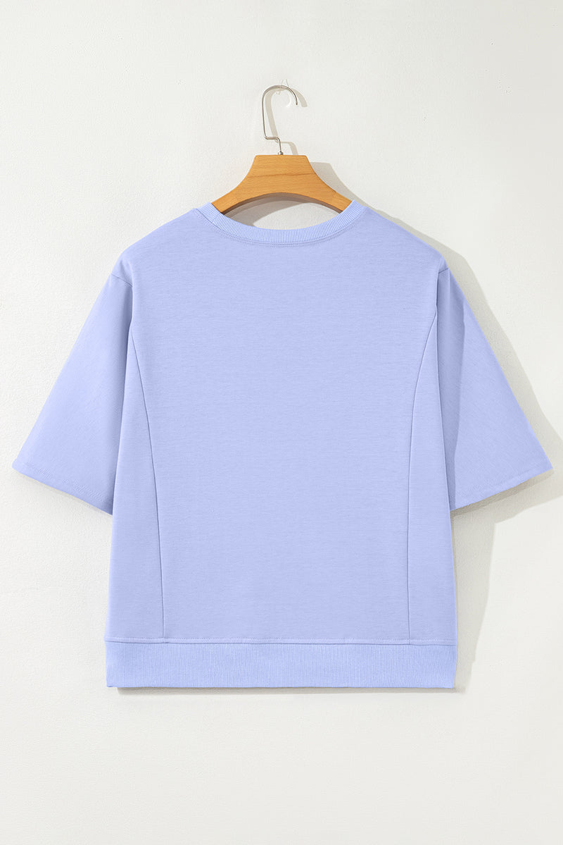 Floral Patched Half Sleeve Tunic Top