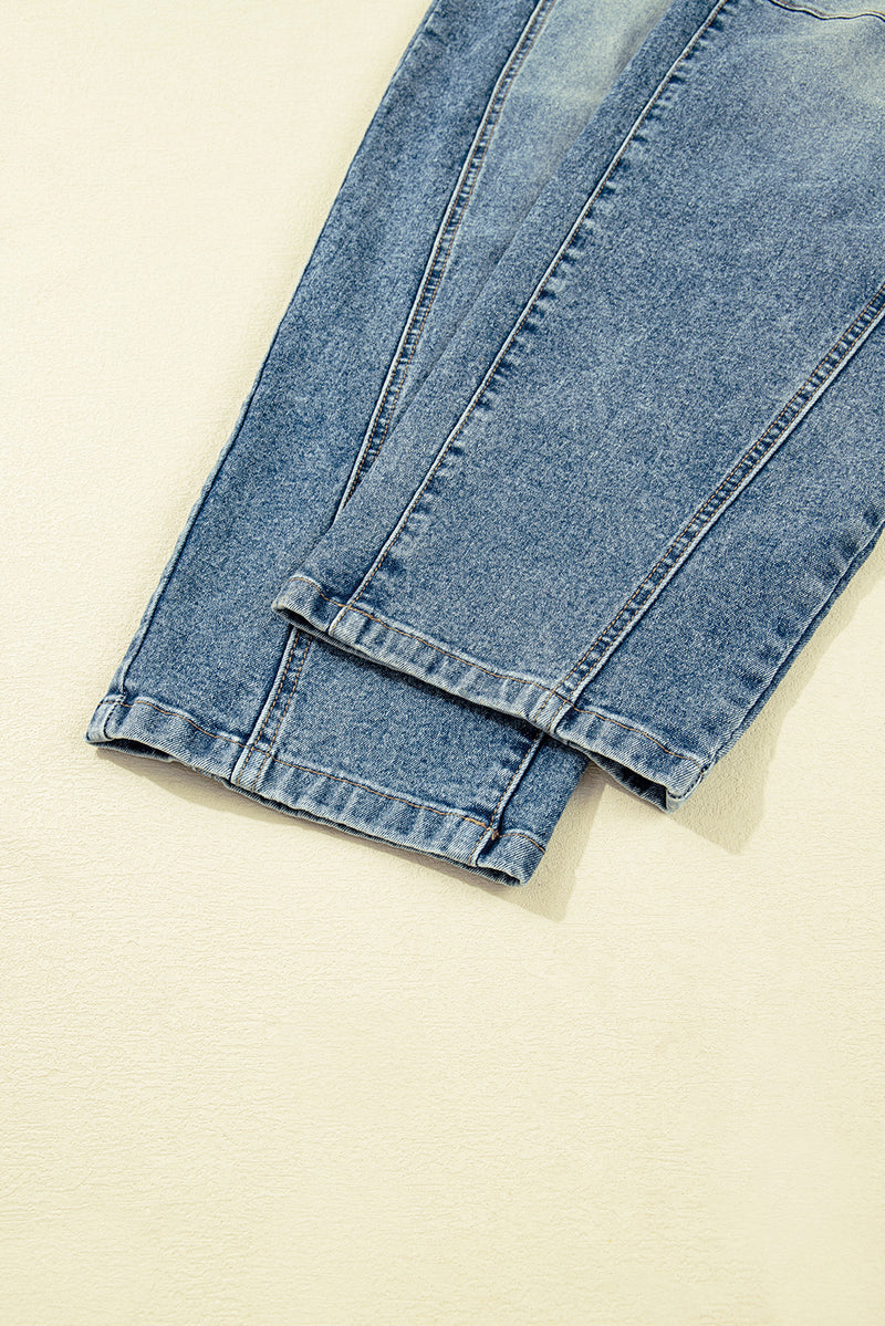 Blue Vintage Washed Seam Detail Shift Jeans