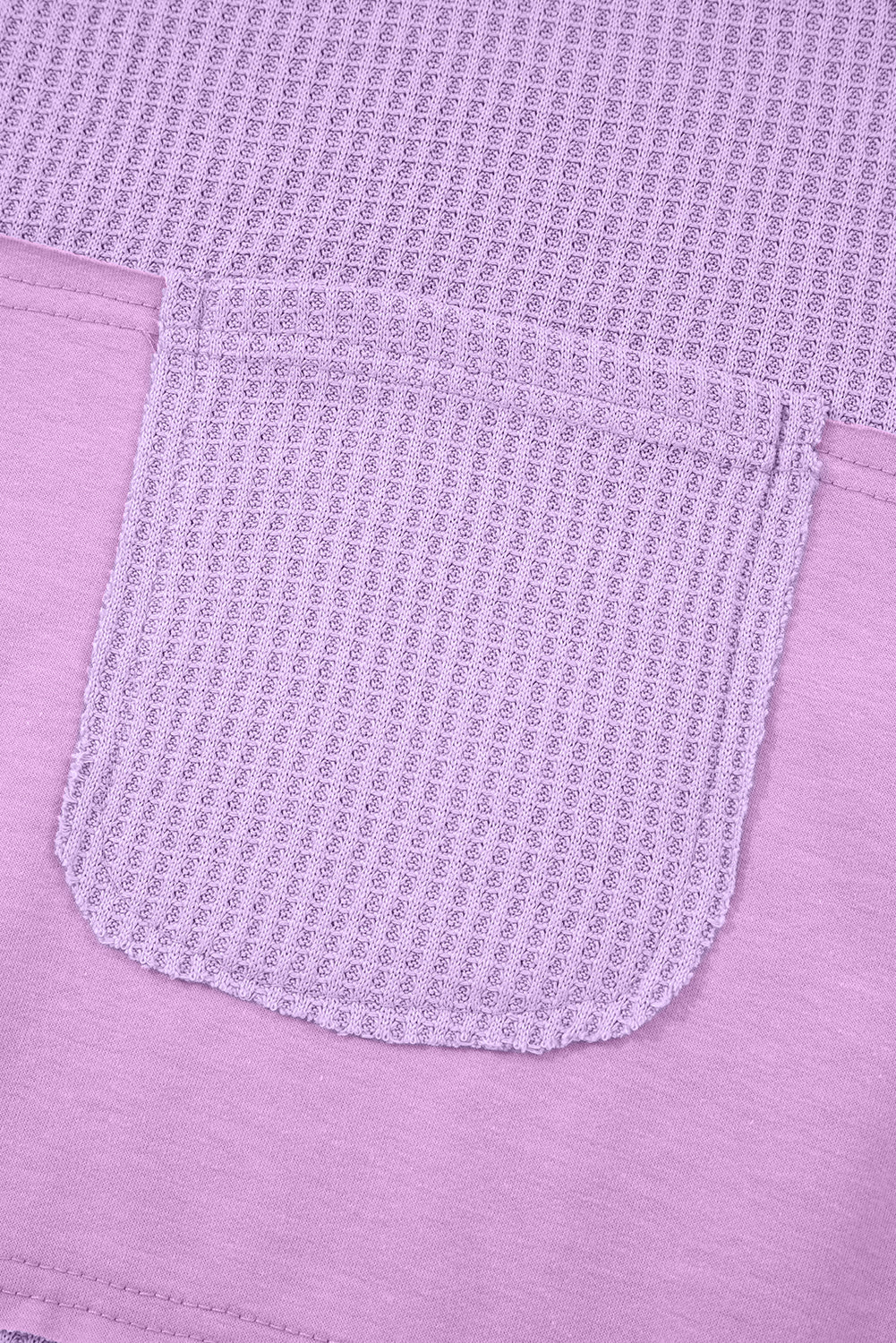 Thermal Knit Contrast Textured Patchwork Long Sleeve Top