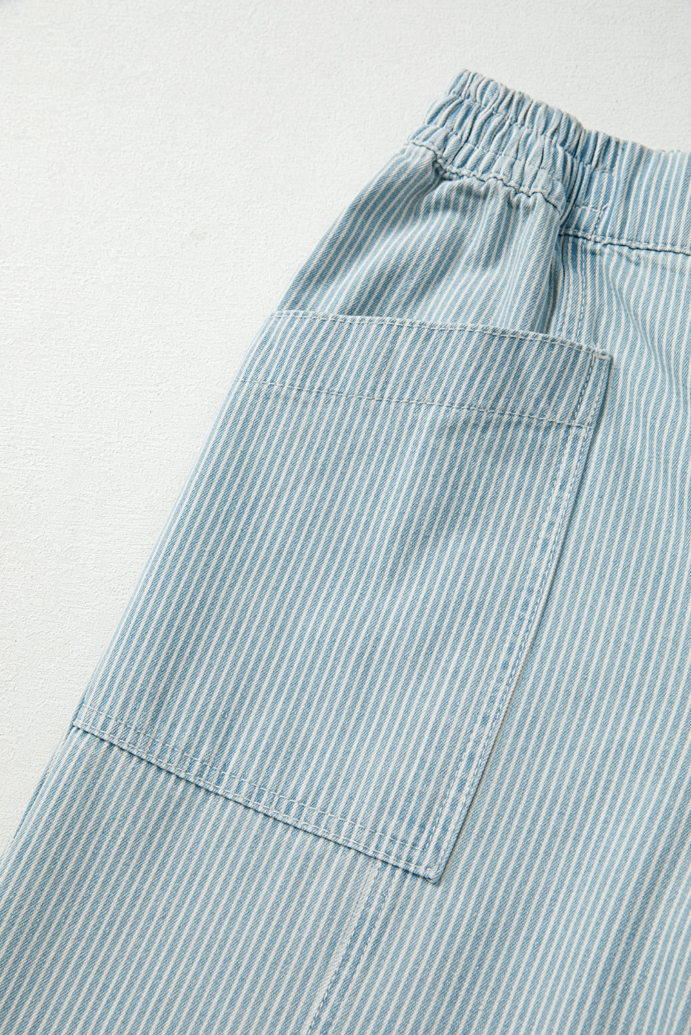 Stripe Mid Rise Drawstring Waist Jeans