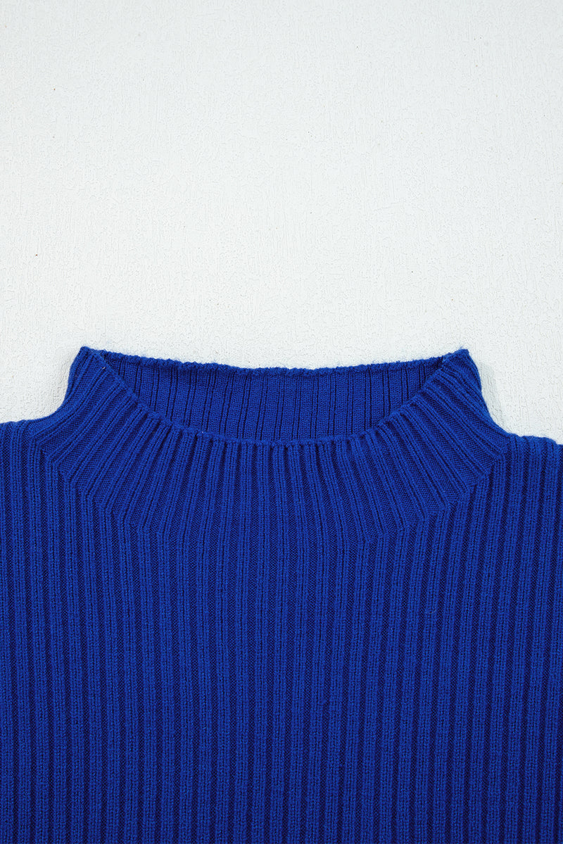 Patch Pocket Ribbed Knit Short Sleeve Sweater