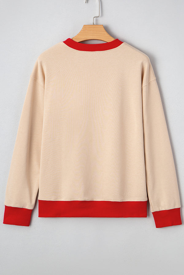 GAME DAY Letter Graphic Varsity Striped Detail Baggy Sweatshirt