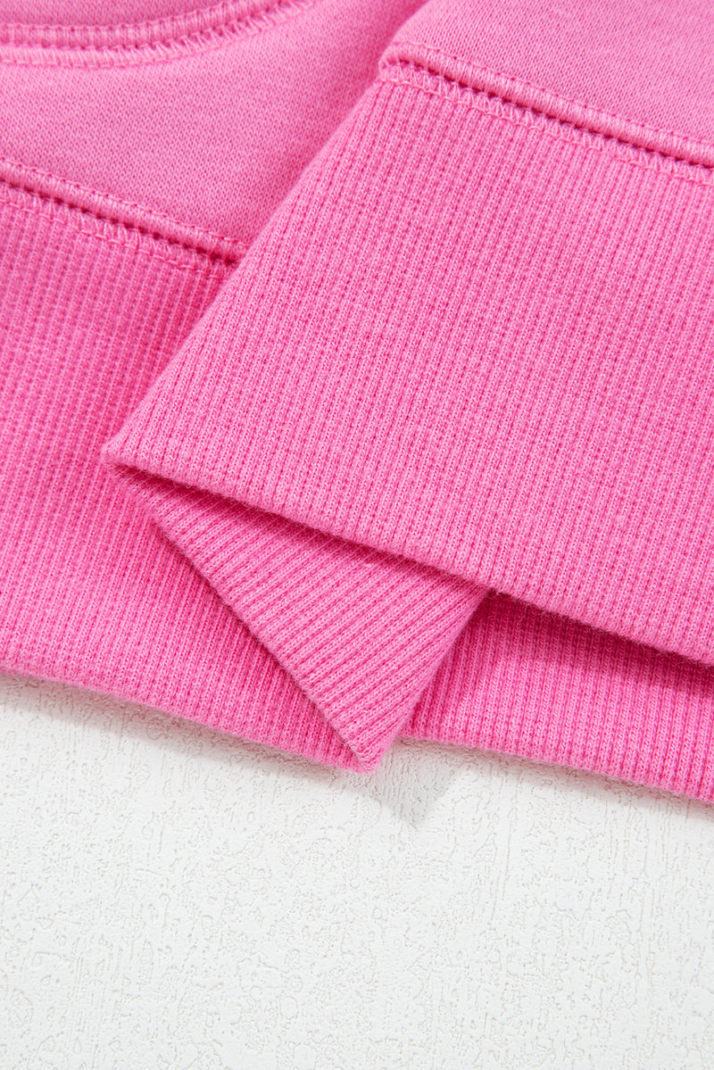 Half Button Stand Neck Drop Shoulder Sweatshirt