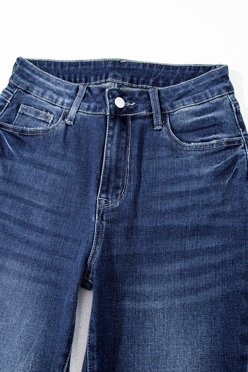 Mineral Wash Raw Hem High Waist Flared Jeans