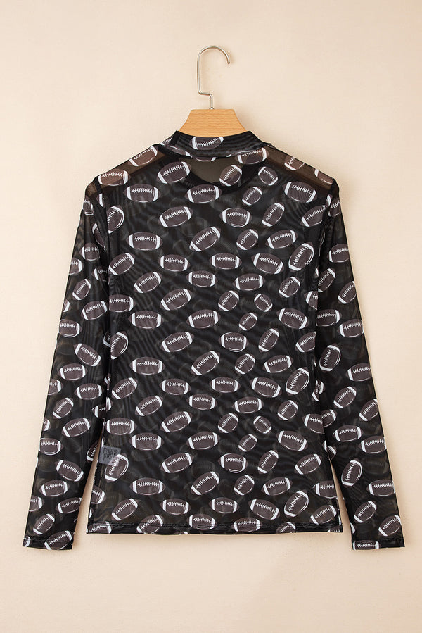 Game Day Rugby Mesh Sheer Long Sleeve Top