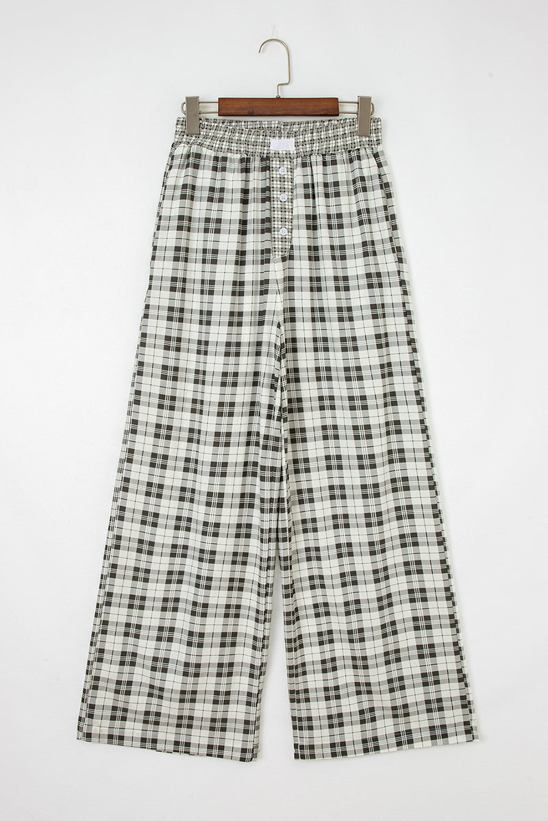 Plaid Wide Leg Casual Pants