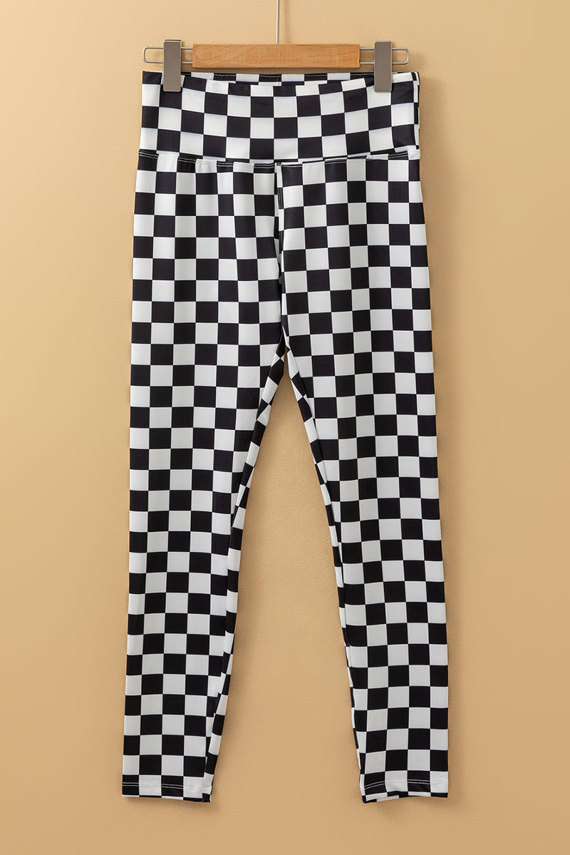 Checkered Pattern High Waist Skinny Leggings