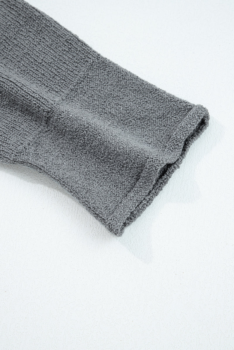 Medium Raw Edge Uneven Hem Patchwork Drop Shoulder Sweater