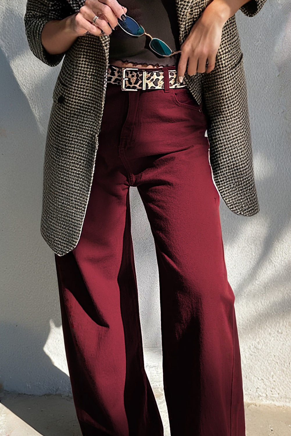 Dahlia Loose Straight High Waist Solid Color Jeans