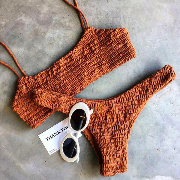 Swimsuit Pleated Triangle Bikini Swimwear Women