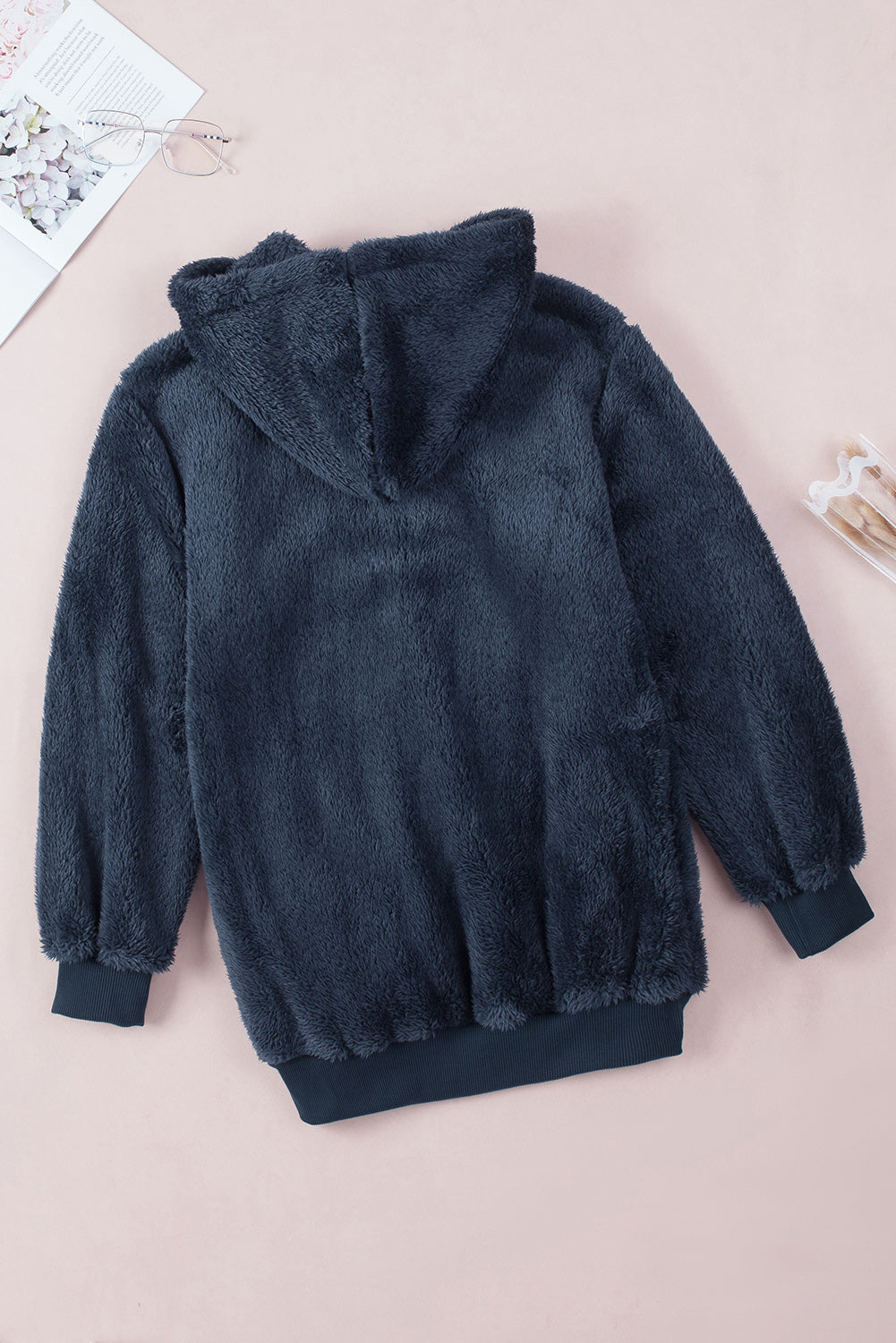 Navy Warm Furry Pullover Hoodie