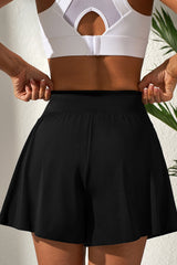 Solid Color High Waist Wide Leg Swim Bottom