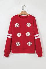 Sequin Baseball Patched Oversized Varsity Sweatshirt