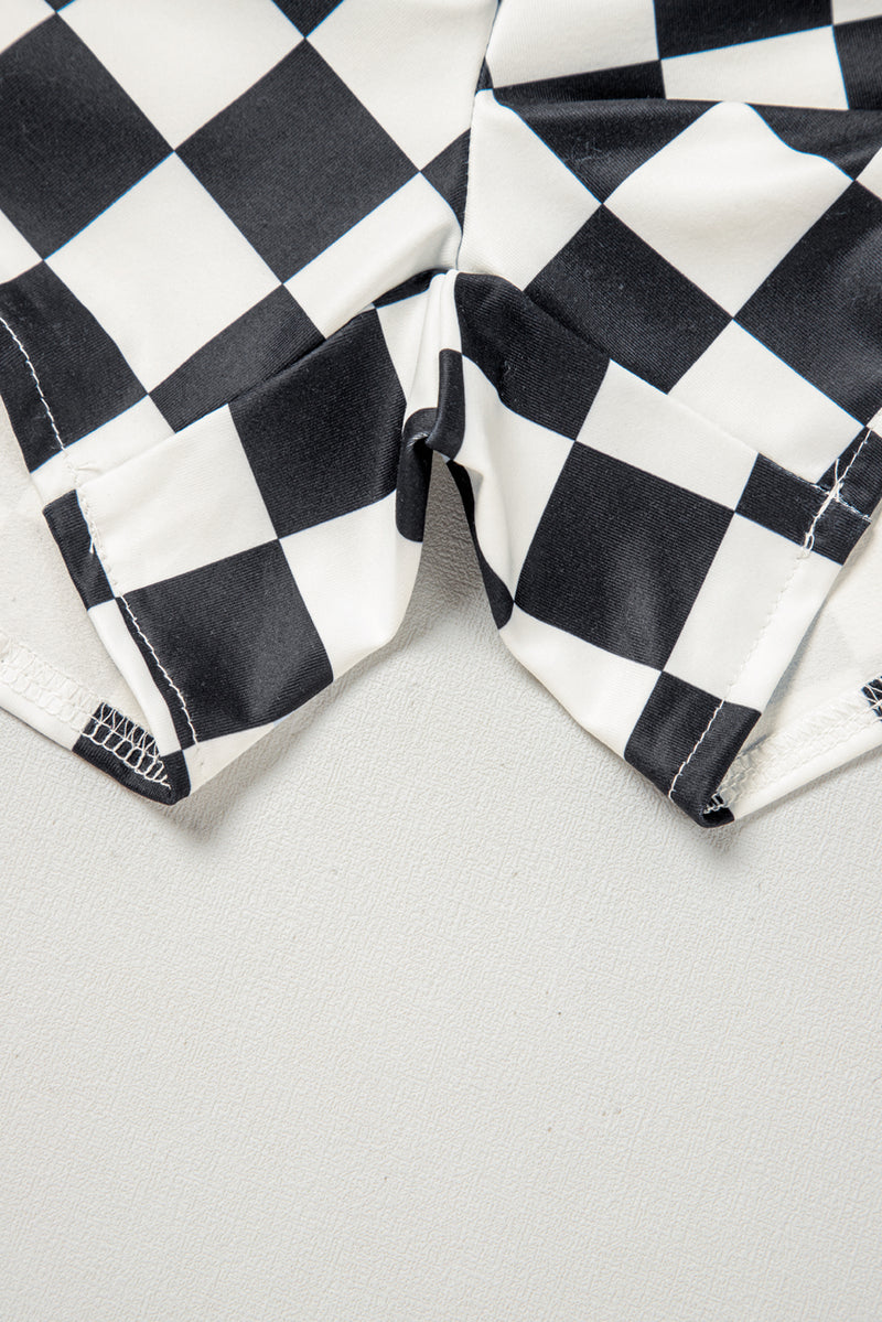 Checkered Print High Waist Casual Shorts