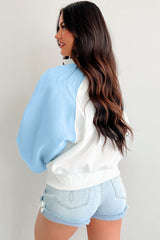 Colorblock Snap Buttons Pullover Sweatshirt