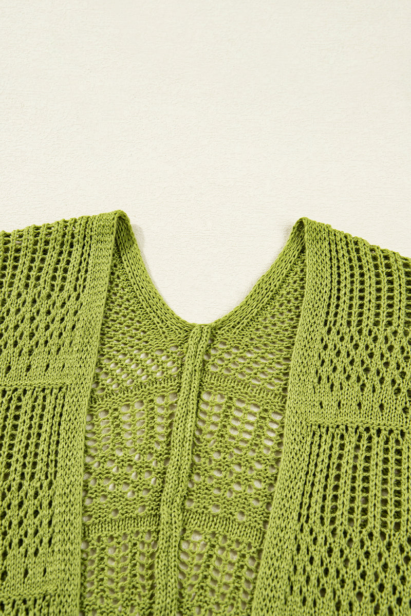 Oversize Crochet Knit Open Cardigan