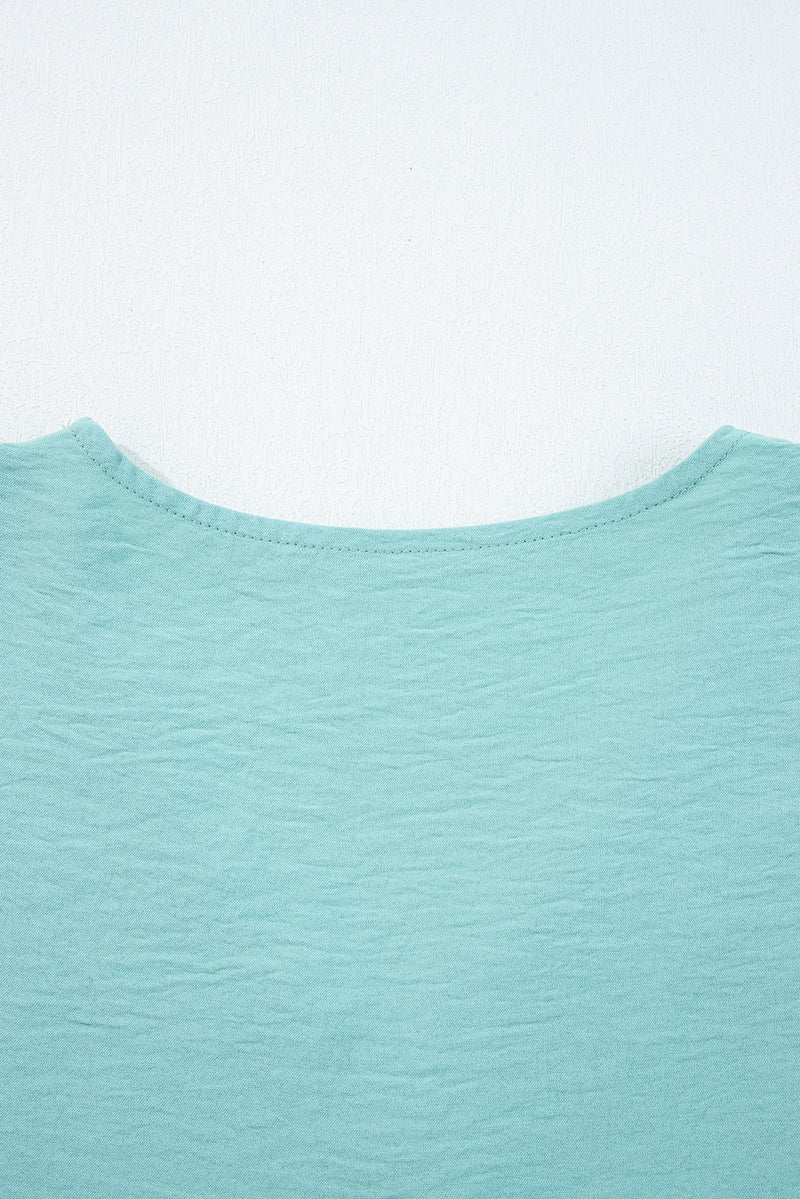 Skobeloff Frilled V Neckline Bracelet Sleeve Crinkled Blouse