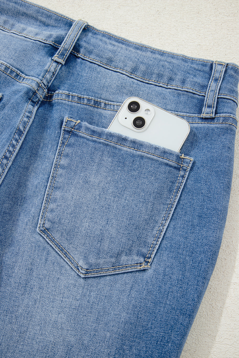 Cut out Side Frayed Hemline Flare Jeans