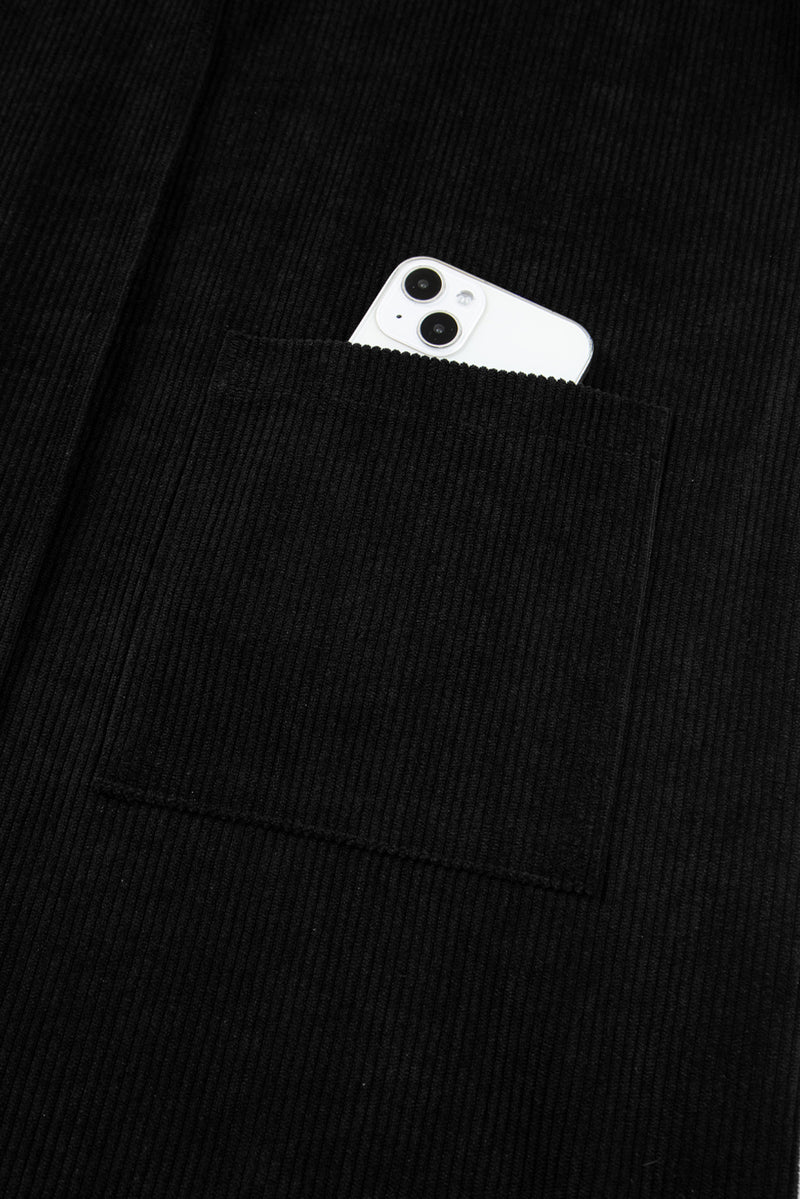 Corduroy Sleeveless Mini Dress With Patched Pockets
