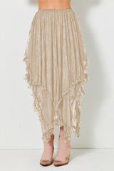 Lace Cascading Tiered High Waist Maxi Skirt
