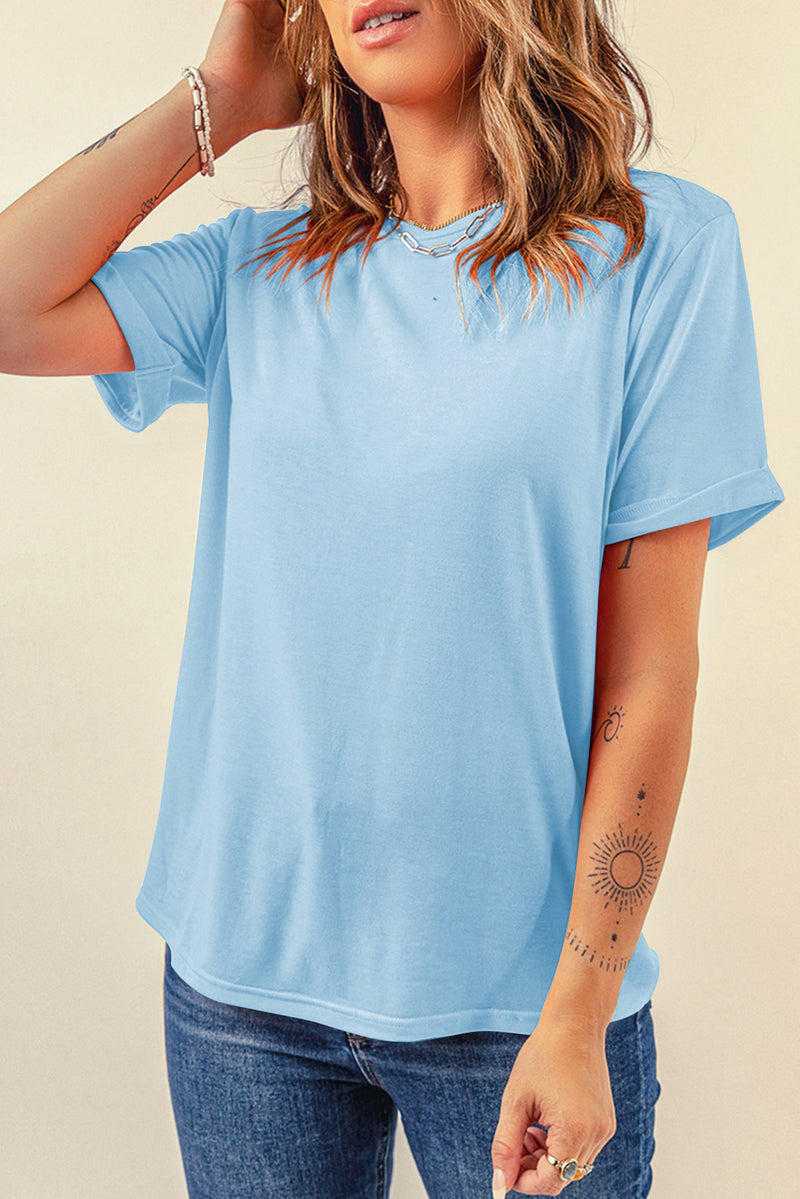 Bright Casual Plain Crew Neck Tee