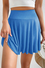 A-line Draped High Waist Phone Pocket Lined Skort