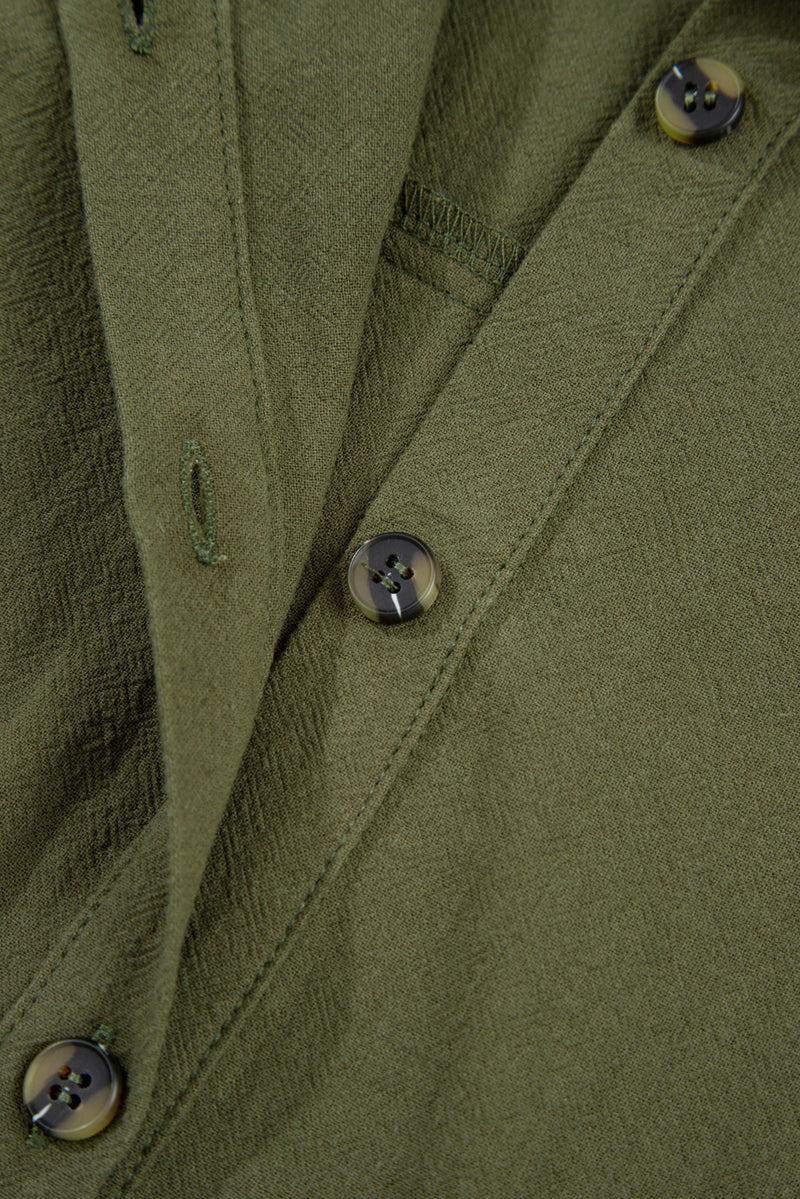 Four Leaf Clover Plus Size Collar Half Button Long Sleeve Ruffle Hem Mini Dress