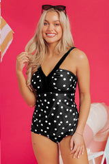 Polka Dot Print V Neck Tankini Set