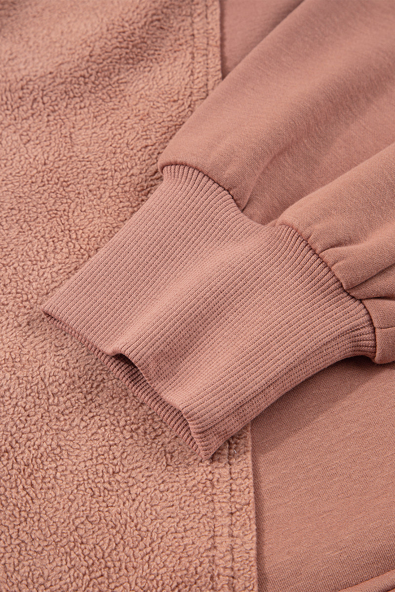 Exposed Seam Side Pockets Half Zipper Baggy Sweatshirt