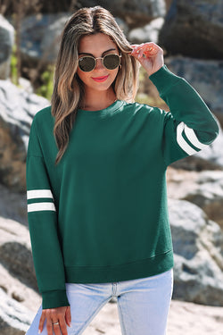 Varsity Striped Detail Drop Shoulder Oversized Sweatshirt
