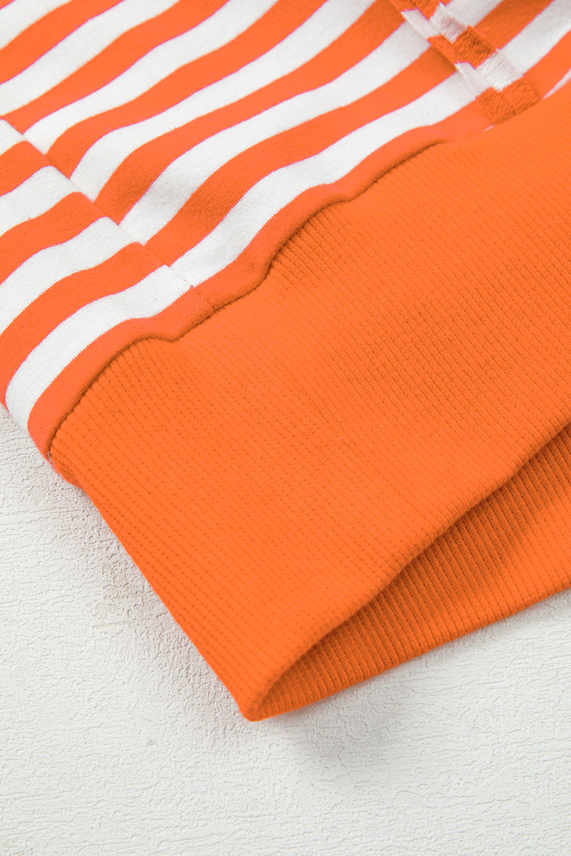 Stripe Exposed Seam Drop Shoulder Casual Pullover Top