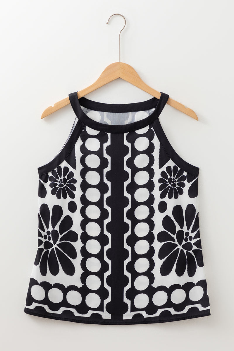 Abstract Dot Flower Print Tank Top