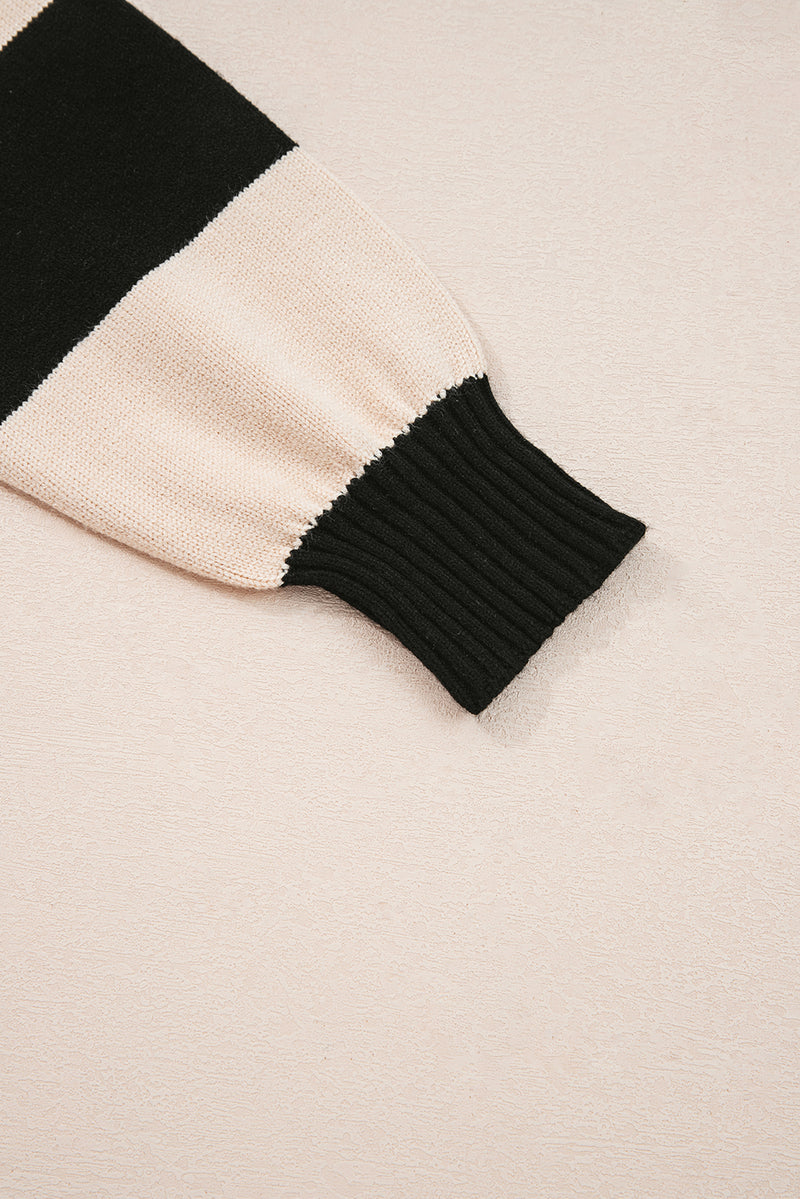 Stripe Two in One Knitted Top High Waist Splicing Hem Sweater Dress