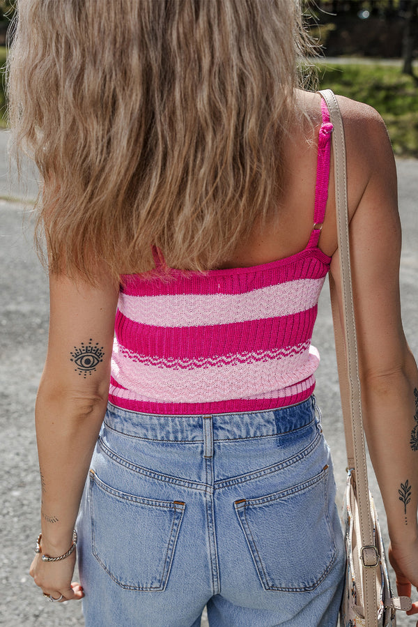 Stripe Spaghetti Strap V Neck Sweater Vest