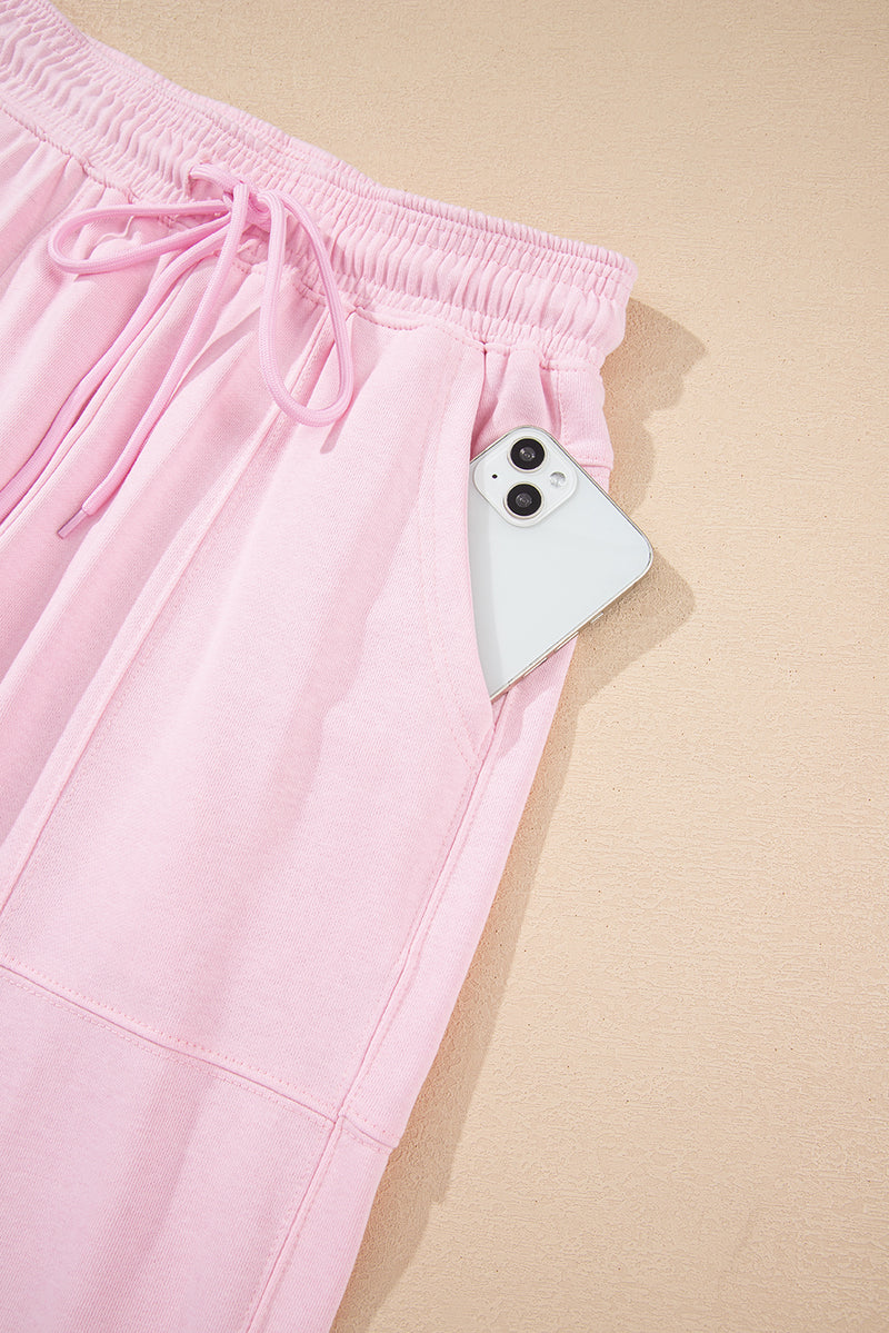 Drawstring Waist Patchwork Solid Color Jogger Pants