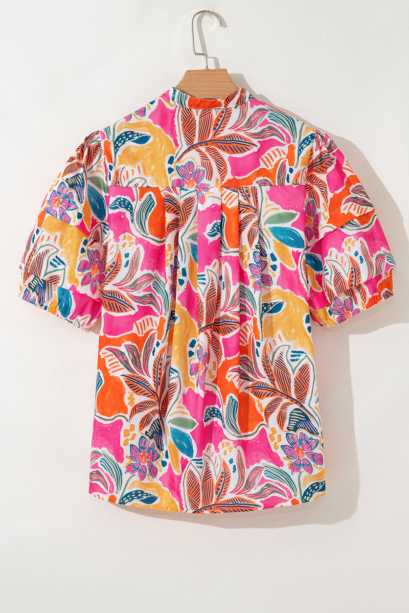 Tropical Vacation Vibe Printed Button Up Short Sleeve Shirt