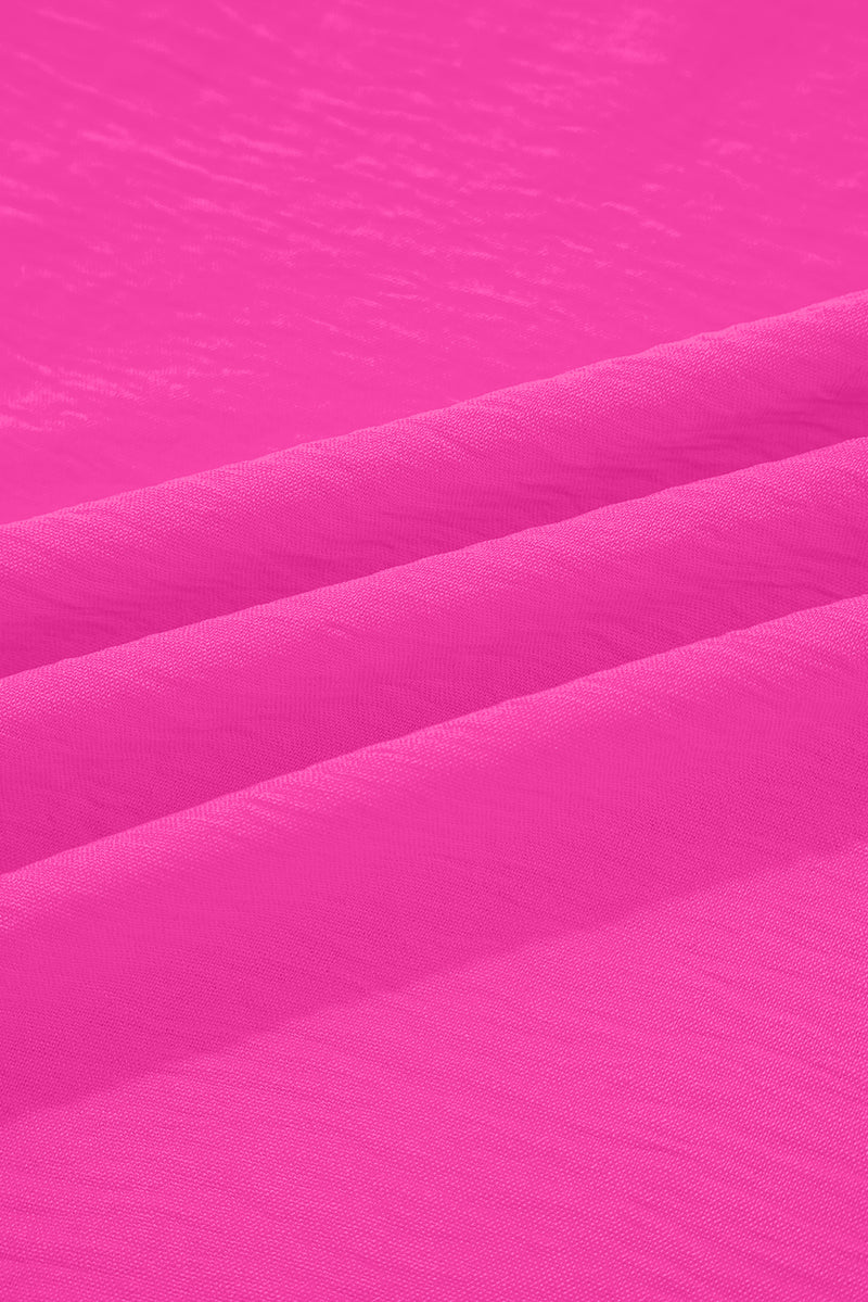 Frilled V Neckline Bracelet Sleeve Crinkled Blouse