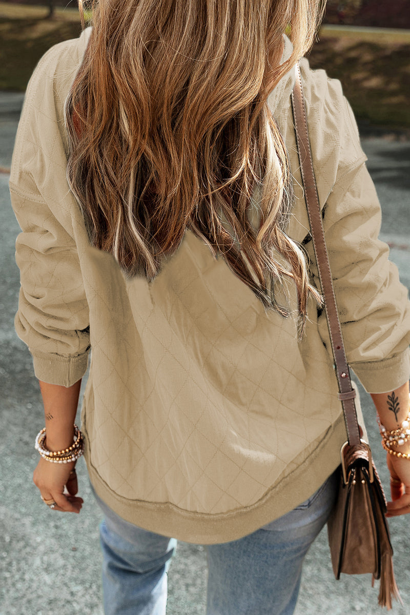 Solid Quilted Patchwork Exposed Seam Hoodie