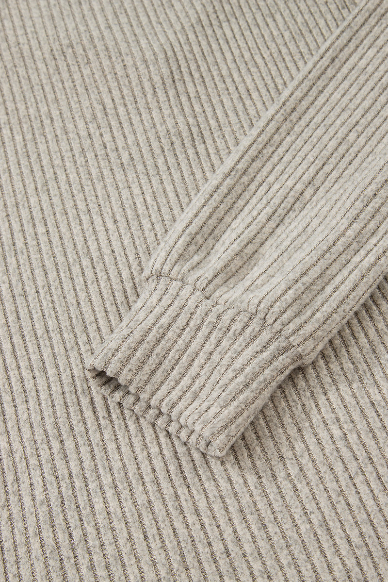 Ribbed Texture Drop Shoulder Henley Knit Top