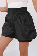Elastic High Waist Pocketed Casual Shorts