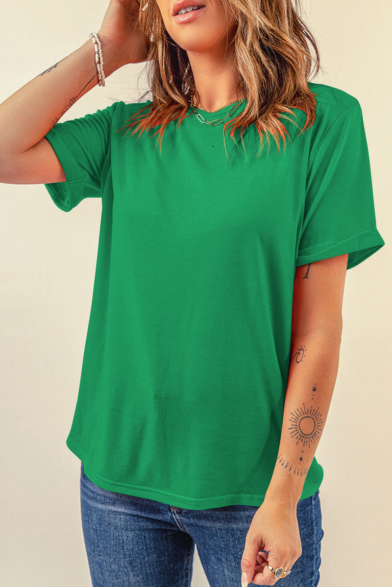 Bright Casual Plain Crew Neck Tee